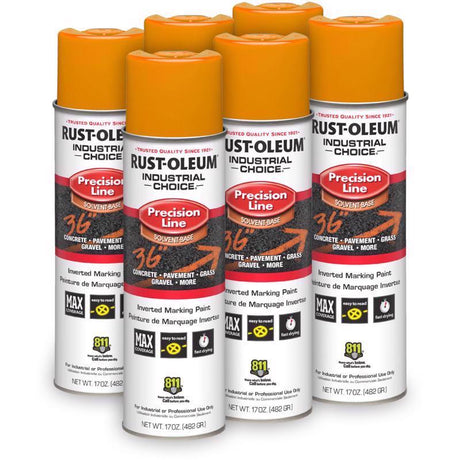 Rust-Oleum Industrial Choice - Contractor Pack(6 pk) Fluorescent Orange Inverted Marking Paint 17 oz