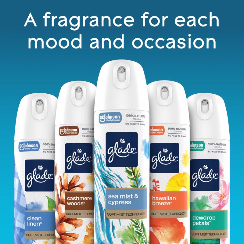 Glade Cashmere Woods Scent Air Freshener 7.3 oz Aerosol, Pack of 6