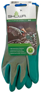 Showa 383-M/07 Coated Gloves, M, 230 mm L, Nitrile Coating, Polyester, Green