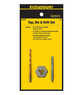 Eazypower 83718 Tap Die and Drill Set, 3-Piece, Tungsten Steel, Titanium
