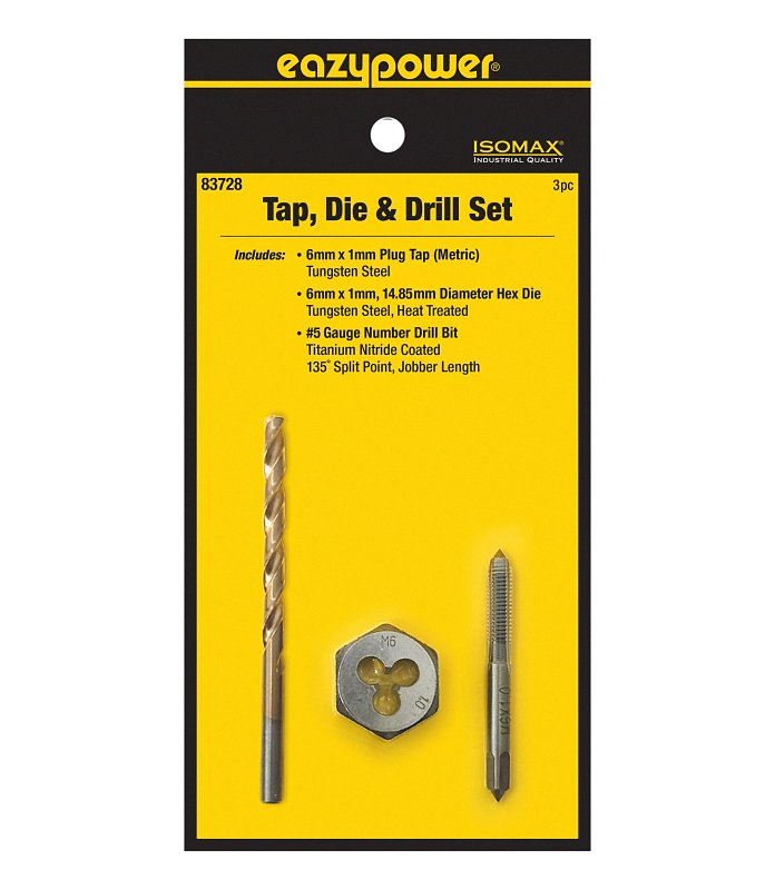 Eazypower 83728 Tap Die and Drill Set, 3-Piece, Tungsten Steel