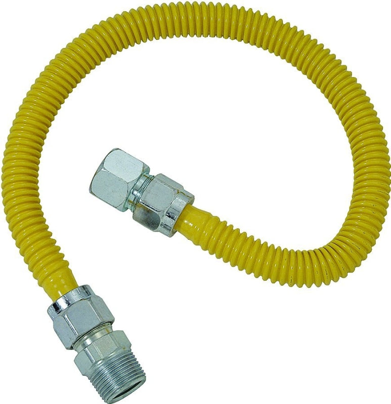 BrassCraft ProCoat Series CSSC21-18 Gas Connector, 3/4 in, MIP x FIP, Stainless Steel, Polymer-Coated, 18 in L