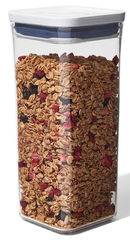 Oxo 11233900 Medium Pop Container, 1.7 qt Capacity, SAN, Clear/White, 4.1 in L, 4.1 in W, 9.8 in H