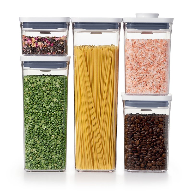 Good Grips 11235900 Series Pop Container Set, Square, Gray, 5/PK