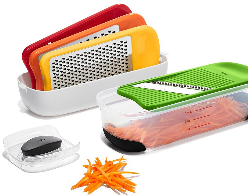 Good Grips 1253580V2 Grater and Slicer Set, Stainless Steel Blade, Dishwasher Safe: Yes
