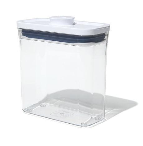 Good Grips 11234900 Short Slim Container, 1.2 qt Capacity, Plastic, Clear, 6.3 in L, 3.1 in W, 6.7 in H, Pack of 4