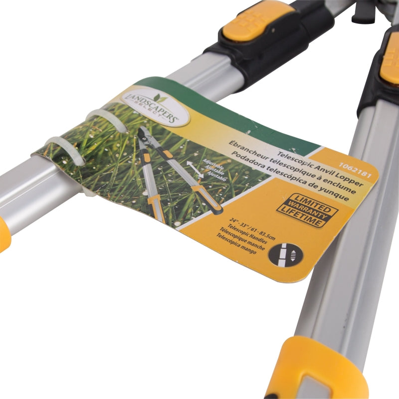 Landscapers Select GL74126 Anvil Lopper, 1-1/4 in Cutting Capacity, Steel Blade, Aluminum Handle, 24 to 33 in OAL