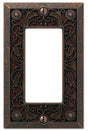 Amerelle Filigree Series 65RDB Wallplate, 4.45 in L, 2.8 in W, 1-Gang, Metal, Aged Bronze, Pack of 4