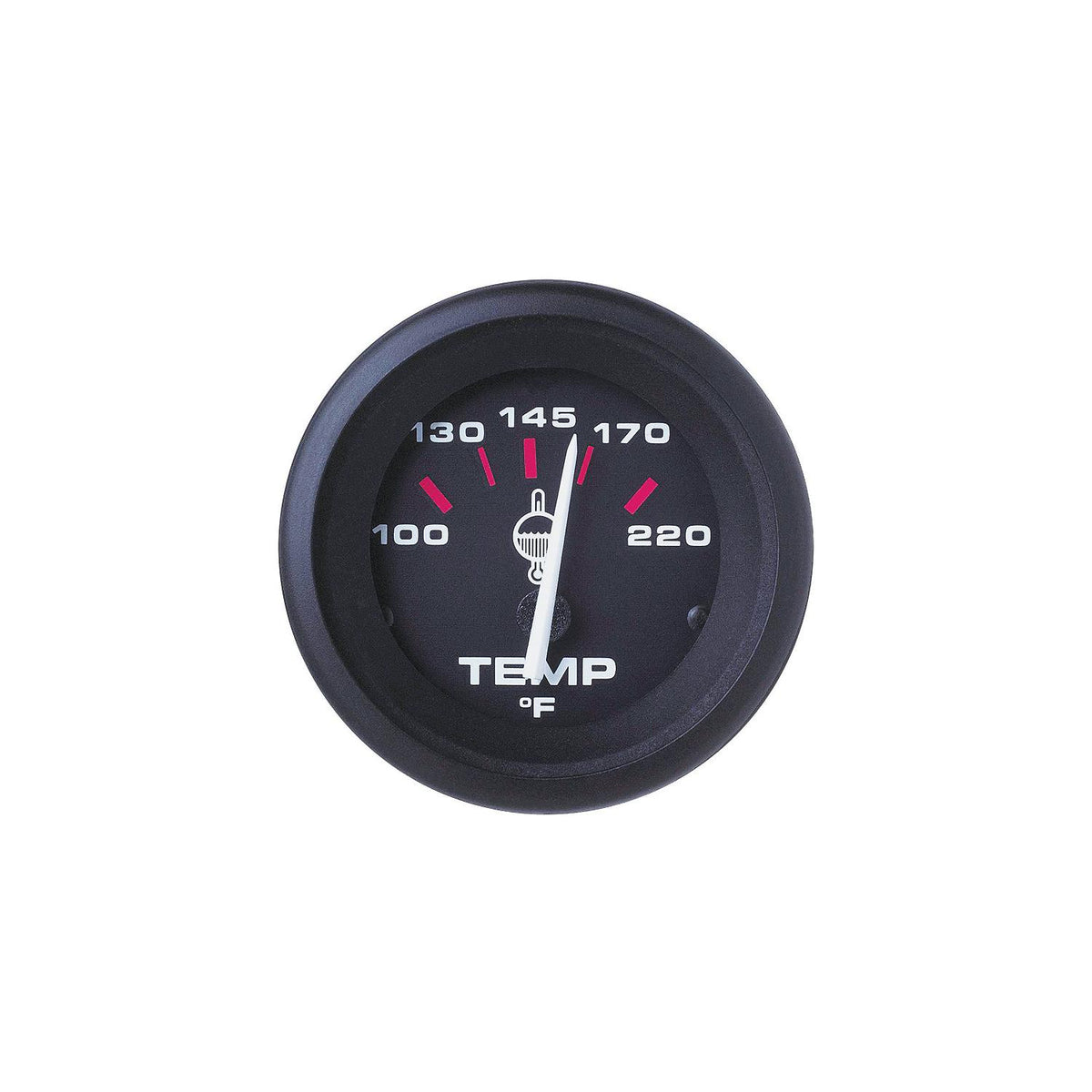 Sierra 58862P Amega Signature Series 2″ Black Outboard Hot & Cold 100-220 F Dial Range Water Temperature Gauge Kit with ″J″ Sender Code