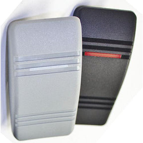 Contura III Illuminated Weather Resistant Illuminated Rocker Switch, Mom On/Off/On, Black & Gray