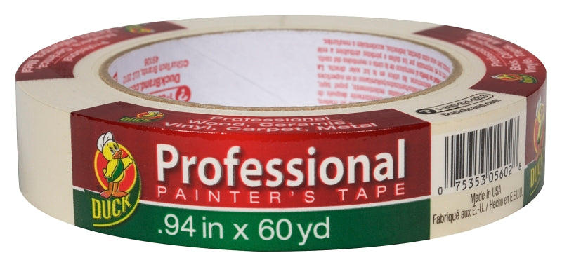 Duck 1362488 Painter's Tape, 60 yd L, 0.94 in W, Crepe Paper Backing, Beige
