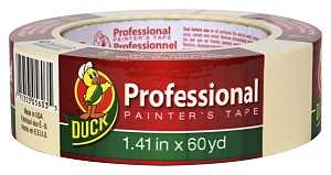 Duck 1362489 Painter's Tape, Professional-Grade, 60 yd L, 1.41 in W, Beige