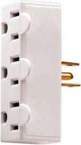 Eaton Wiring Devices BP1147W Outlet Adapter, 2 -Pole, 15 A, 125 V, 3 -Outlet, NEMA: NEMA 5-15R, White