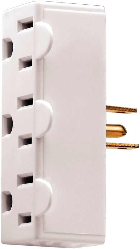 Eaton Wiring Devices BP1147W Outlet Adapter, 2 -Pole, 15 A, 125 V, 3 -Outlet, NEMA: NEMA 5-15R, White