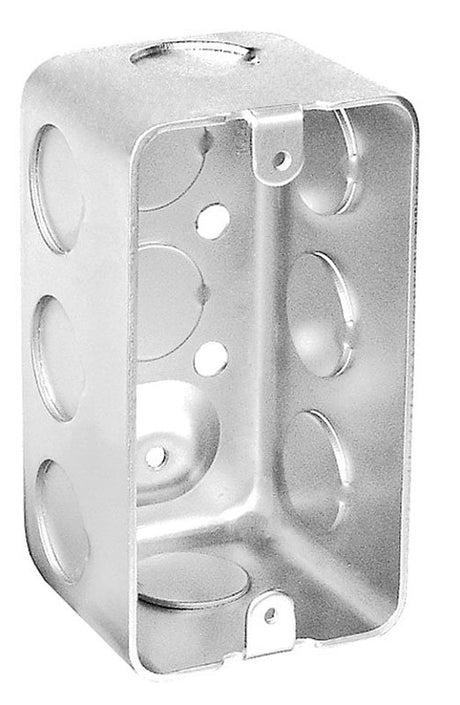Southwire G19282-UPC Deep-Drawn Handy Box, 1-Gang, 11-Knockout, 1/2 in Knockout, Steel, Silver, Galvanized