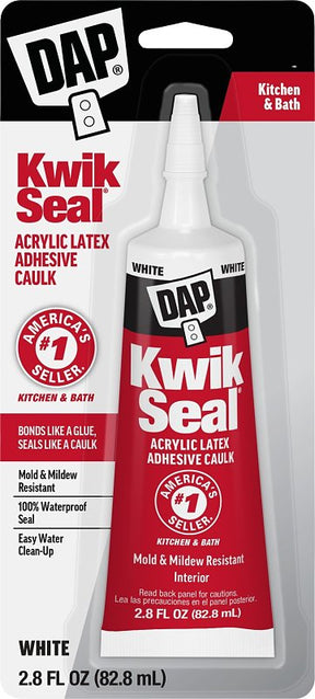 DAP Kwik Seal Series 7079800954 Adhesive Caulk, 40 to 100 deg F, 2.8 fl-oz Tube
