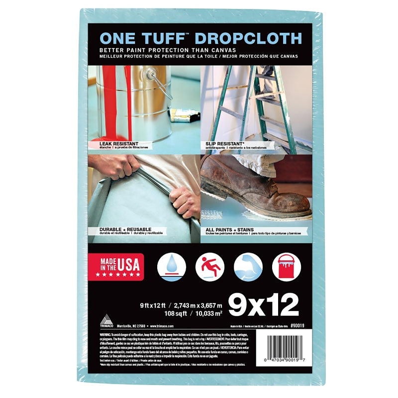 Trimaco 90099 Drop Cloth, 15 ft L, 4 ft W, 0.011 in Thick, Sontara Fabric, Blue