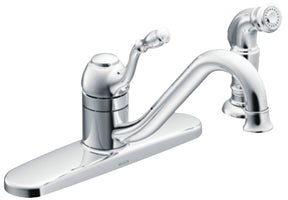 Moen Lindley Series CA87009 Kitchen Faucet with Sprayer, 1.5 gpm, 1-Faucet Handle, 4-Faucet Hole, Stainless Steel, Yes
