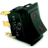 Cole Hersee 5832706BP Weather Resistant Rocker Switch w/Dependent Pilot Lights, On/Off/On, SPDT