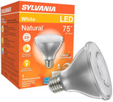 Sylvania Natural Series 40916 LED Bulb, PAR30 Lamp, E26 Medium Lamp Base, Dimmable, Clear, Cool White, 3000 K Color Temp