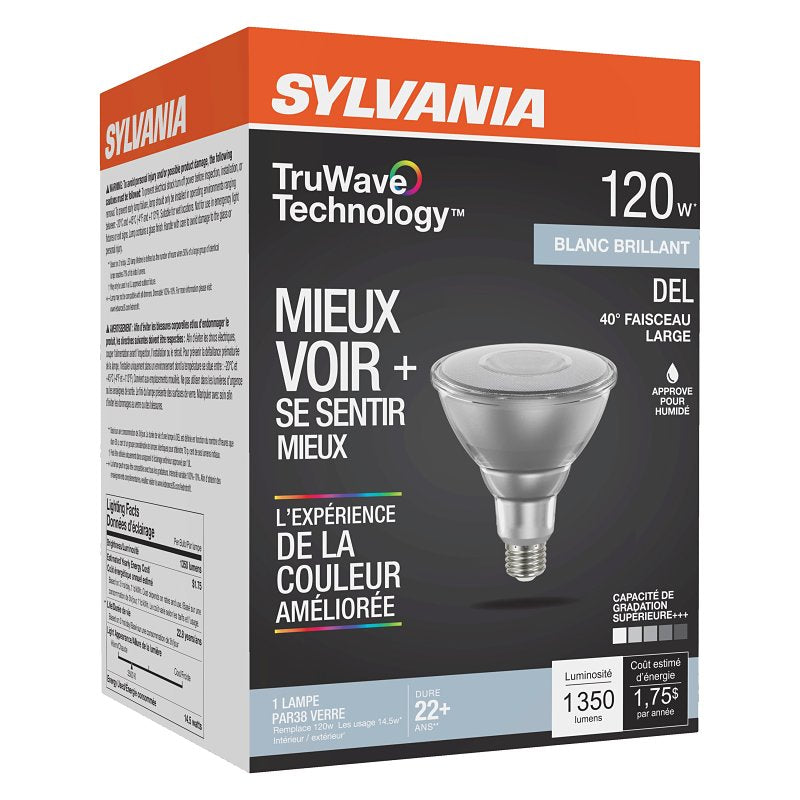 Sylvania Natural Series 41868 LED Bulb, PAR38 Lamp, 120 W Equivalent, E26 Medium Lamp Base, Yes, Clear