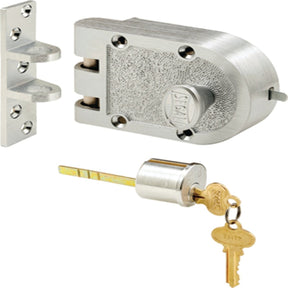 Prime-Line SE 15323 Rim Deadbolt, Bronze, Brushed Chrome, Segal Keyway, 1-3/8 to 2-3/8 in Thick Door