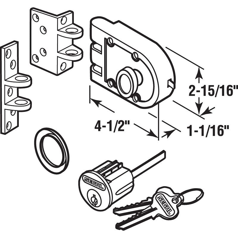Prime-Line SE 19361 Rim Deadbolt, Keyed Different Key, Bronze, Brushed Brass, 1-3/8 to 2-3/8 in Thick Door