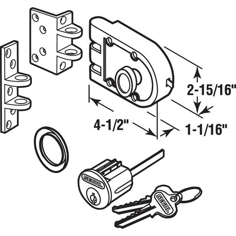 Prime-Line SE 19361 Rim Deadbolt, Keyed Different Key, Bronze, Brushed Brass, 1-3/8 to 2-3/8 in Thick Door