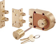 Prime-Line SE 19361 Rim Deadbolt, Keyed Different Key, Bronze, Brushed Brass, 1-3/8 to 2-3/8 in Thick Door