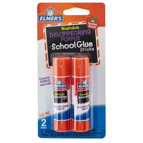 Elmers E522 Disappearing Purple School Glue Stick, Solid, Slight Bland, Purple, 0.42 oz