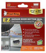 Frost King EZ20BK Self-Stick Garage Door Sweep, 20 ft L, 3-1/8 in W, Rubber Insert