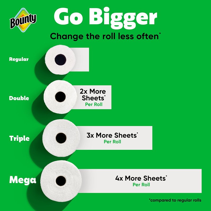 Bounty Select-A-Size Series 66539 Double Roll Paper Towel, 11 in L, 5.9 in W, 2 -Ply, Pack of 24