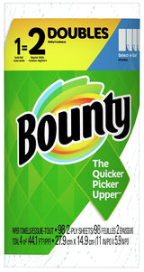Bounty Select-A-Size Series 66539 Double Roll Paper Towel, 11 in L, 5.9 in W, 2 -Ply, Pack of 24