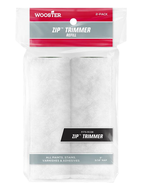 Wooster R148-3 Mini Trim Roller Refill, 3/16 in Thick Nap, 3 in L, Fabric Cover