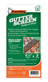 Frost King G636BR Gutter Screen, 3 ft L, 6-5/8 in W, Vinyl, Brown
