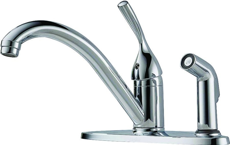Delta Classic Series 300-DST Kitchen Faucet with Integral Spray, 1.8 gpm, 1-Faucet Handle, 3-Faucet Hole, Brass, Yes