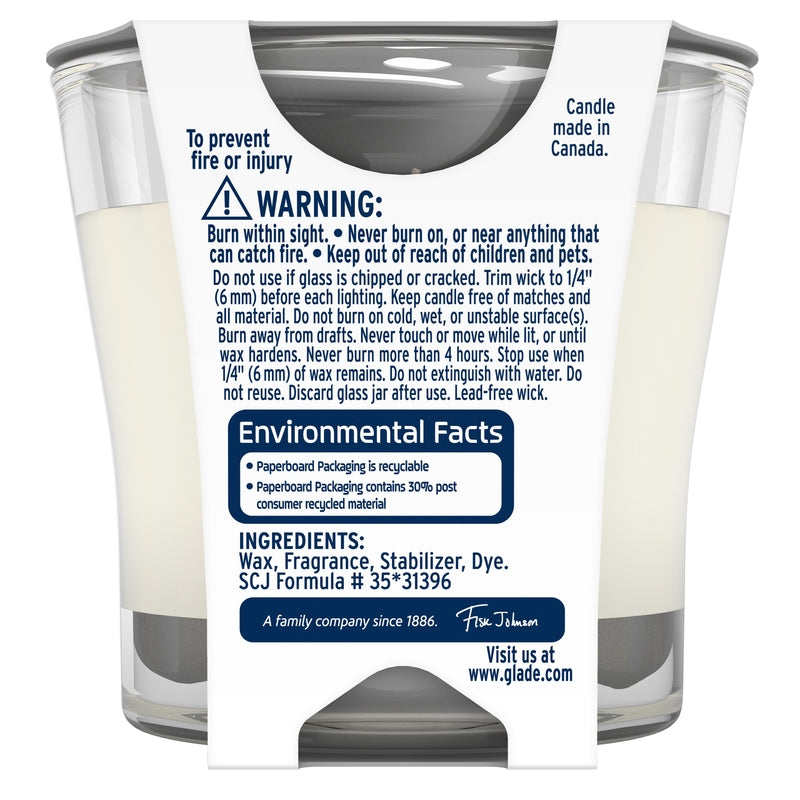 Glade Cream Pure Vanilla Joy Scent Jar Air Freshener Candle 3.4 oz, Pack of 6