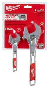 Milwaukee 48-22-7400 Adjustable Wrench Set, 1-3/8, 15/16 in Jaw, Steel, Chrome-Plated, Ergonomic Handle