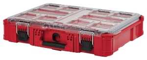 Milwaukee PACKOUT 48-22-8430 Organizer, 75 lb, 19.7 in L, 15.2 in W, 4.6 in H, 10-Compartment, Plastic, Red