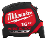 Milwaukee 48-22-0216M Tape Measure, Wide Blade, 16 ft L Blade, 1-5/16 in W Blade, Steel Blade, ABS Case, Black/Red Case