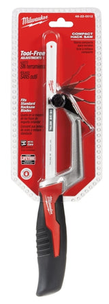 Milwaukee 48-22-0012 Compact Hacksaw, 10 in L Blade, 14 TPI, Comfort Grip Handle, Rubber Handle