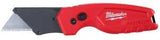 Milwaukee FASTBACK 48-22-1500 Compact Utility Knife, 1.27 in L Blade, 0.02 in W Blade, Steel Blade, 1-Blade, Red Handle