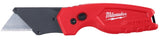 Milwaukee FASTBACK 48-22-1500 Compact Utility Knife, 1.27 in L Blade, 0.02 in W Blade, Steel Blade, 1-Blade, Red Handle