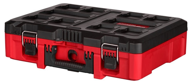 Milwaukee PACKOUT 48-22-8450 Tool Case, 75 lb, Polymer, Black/Red, 20.59 in L x 14.84 in W x 5.91 in H Outside
