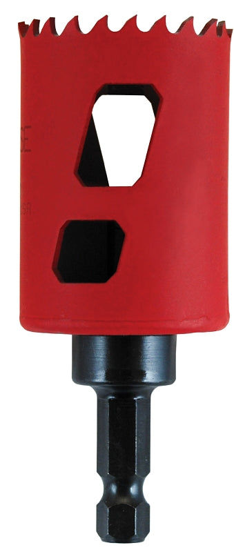 Morse MHSA Series MHSA28C Hole Saw, 1-3/4 in Dia, 1-15/16 in D Cutting, 3/8 in Arbor, 4/6 TPI, Bi-Metal Cutting Edge