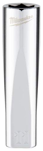 Milwaukee 45-34-9094 Deep Socket, 11 mm Socket, 3/8 in Drive, 6-Point, Chrome Vanadium Steel, Chrome-Plated