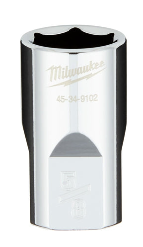 Milwaukee 45-34-9102 Socket, 5/8 in Socket, 1/2 in Drive, 6-Point, Chrome Vanadium Steel, Chrome-Plated