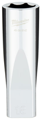 Milwaukee 45-34-9142 Deep Socket, 18 mm Socket, 1/2 in Drive, 6-Point, Chrome Vanadium Steel, Chrome-Plated