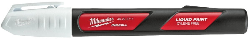 Milwaukee INKZALL 48-22-3711 Liquid Paint Marker, White, 6.09 in L, Plastic Barrel, Red Barrel