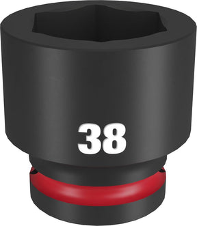 Milwaukee SHOCKWAVE Impact Duty 49-66-6376 Impact Socket, 38 mm Socket, Standard D Socket, 90 mm OAL, 3/4 in Drive, 1/PK